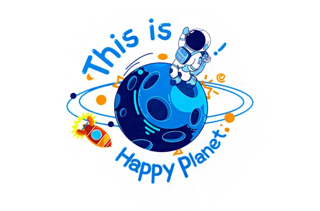 Термонаклейка Космос Happy Planet, 15.8х15 см