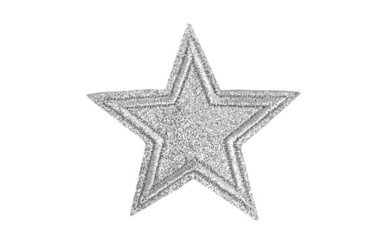 Термоаппликация Звезда с серебристым глиттером, 6.5х6.5 см