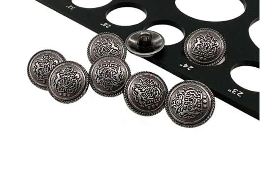 Пуговица металлическая на ножке ME627, темный никель, 15 мм