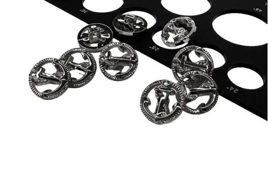 Пуговица пластиковая на ножке LA1393, темный никель, 18 мм