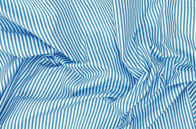 Рубашечная поливискоза, Полоска ярко-голубая 2 мм