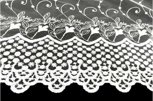 Тюль SAVAS иссиня-белый, флористический (D3), 270 см, Турция