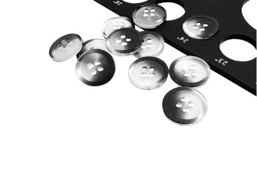 Пуговица пластик CN2813, 4 прокола, прозрачная с черный, 15 мм