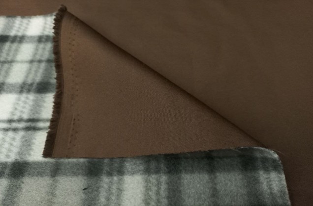 Курточная ткань на флисе, коричневый 3