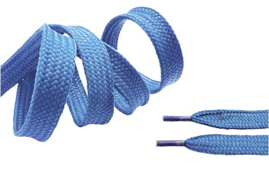 Шнурок плоский, 8 мм, голубой (SLF060), 130 см