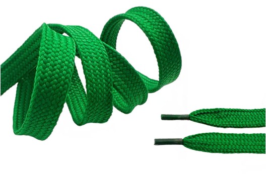 Шнурок плоский, 8 мм, зеленый (SLF063), 130 см