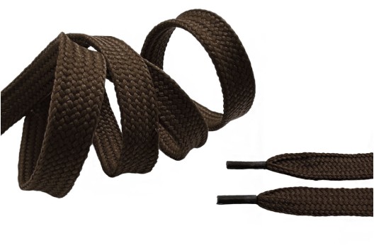 Шнурок плоский, 8 мм, темно-коричневый (SLF061), 130 см