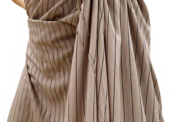 Штапель, Мелкая полоска черно-бежевая, Турция 4