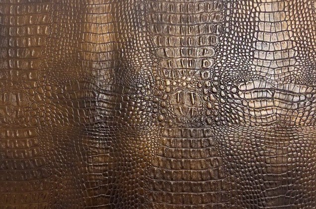 Мебельная экокожа Крокодил TIMSAH, коричневая бронза (3270), Турция 2