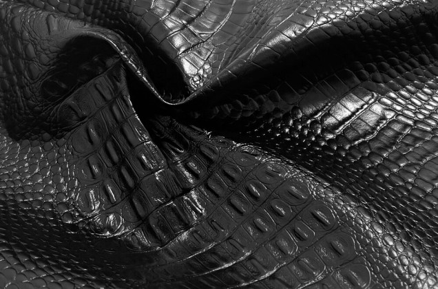 Мебельная экокожа Крокодил TIMSAH, черная, Турция