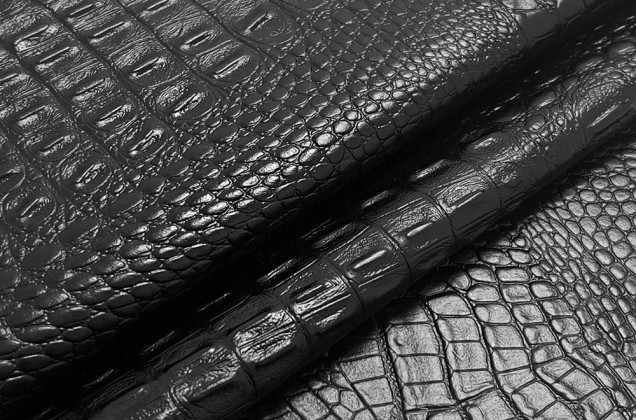 Мебельная экокожа Крокодил TIMSAH, черная, Турция 1