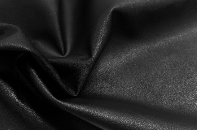 Искусственная кожа (экокожа) ANKA жатая на флисе, черная (9290), Турция