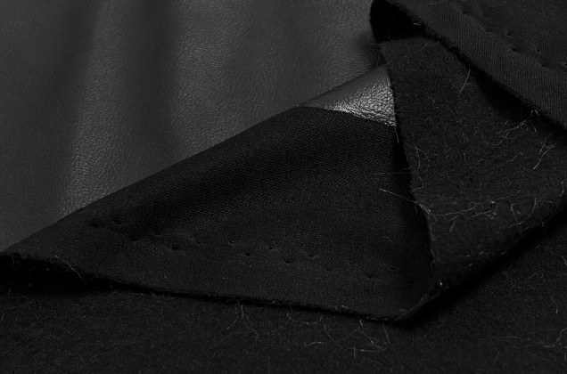 Искусственная кожа (экокожа) ANKA жатая на флисе, черная (9290), Турция 2