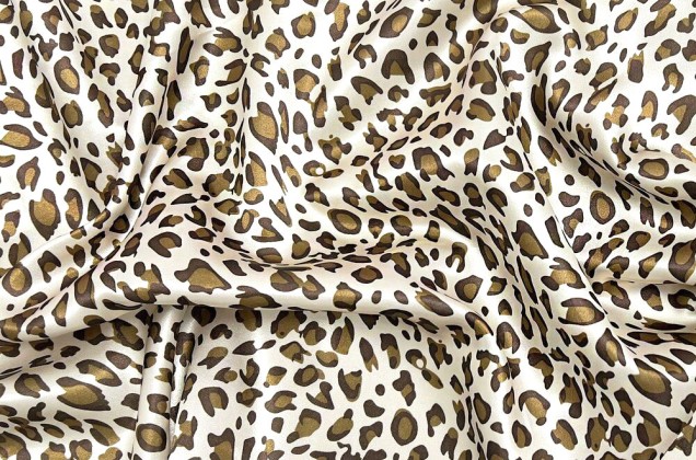 Подкладка атласная, Леопардовая светло-бежевая