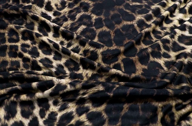 Сетка стрейч принтованная, Леопард темно-бежевый 2
