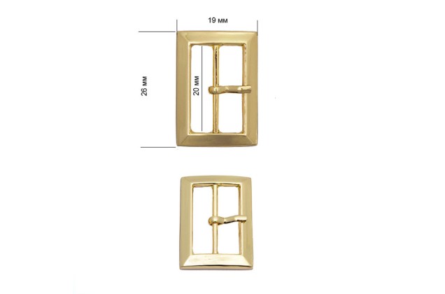 Пряжка металлическая, 19х26 мм, золотая