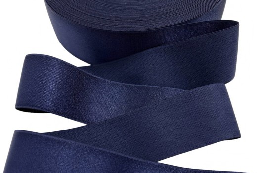 Резинка декоративная, 40 мм, темно-синяя глянцевая