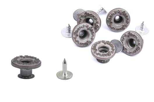 Пуговица джинсовая N1355 с установщиком, 15 мм, античная медь