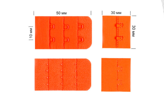Застежка с крючками 3х2, оранжевый неон (A3409)