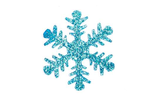 Термоаппликация, Снежинка с глиттером бирюзовая, 4х4 см