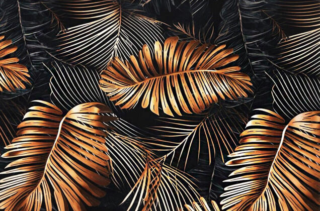 Дак (DUCK) Digital принт, Тропические листья на черном 1