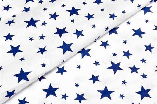 Польский хлопок, Темно-синий звездопад на белом, 160 см