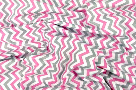 Польский хлопок, Серо-розовый зигзаг, 160 см