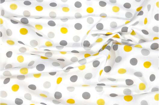 Польский хлопок, Желто-серый горох на белом, 160 см