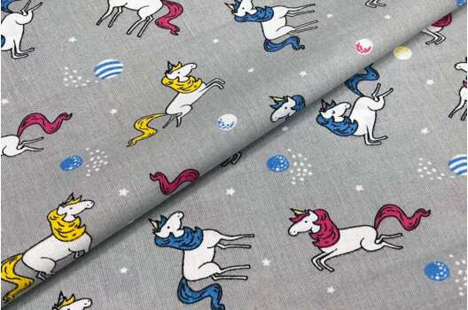 Польский хлопок, Единорожки на сером, 160 см