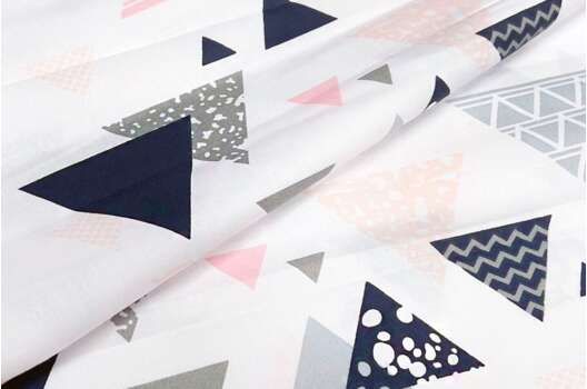 Польский хлопок, Треугольники черно-розовые, 160 см