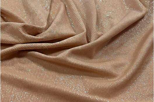 Трикотаж с глиттером GLOSS SHINE, бежевый, 135 см