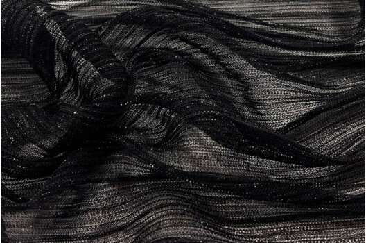 Сетка гофре металлик, черная, 145 см