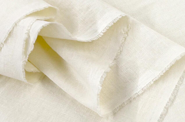 Лен с хлопком сорочечный (00С34), эффект мятости, сливочный (584) 4