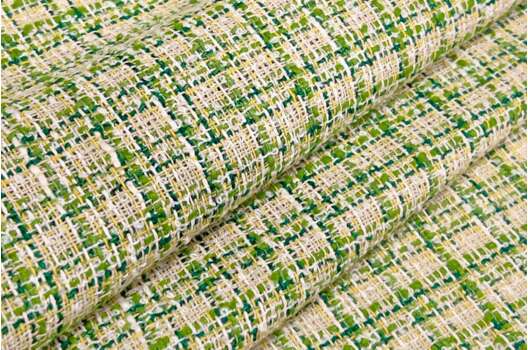 Костюмный Твид Шанель хлопковый, зеленый (184018/46), Италия