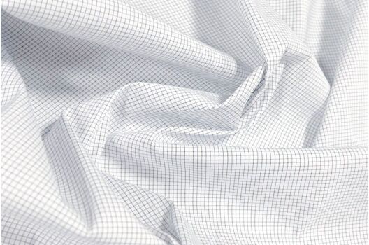 Рубашечный хлопок стрейч, Мелкая клетка 2х2 мм темно-синяя (130911/37), Италия