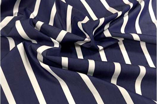 Рубашечный хлопок, Полоска 3.5 см темно-синяя (130911/17), Италия