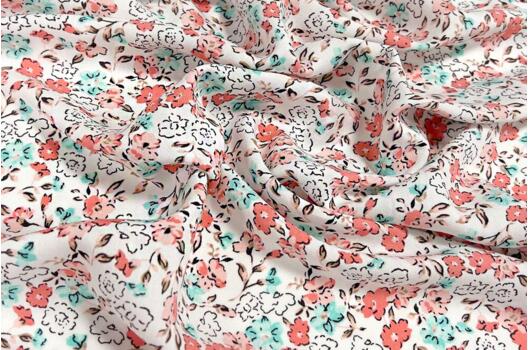 Штапель, Цветочная полянка на белом, Турция