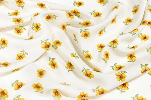 Штапель, Лютики желтые на молочном, Турция