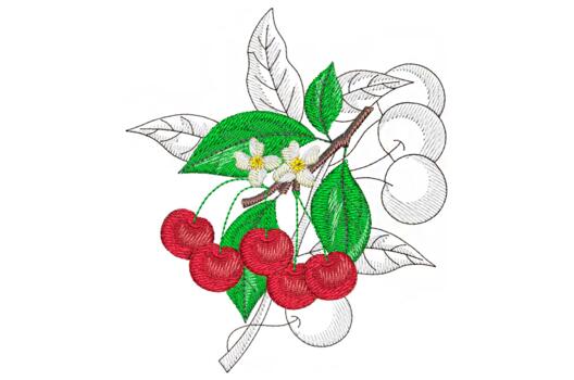 Машинная вышивка, Вишни