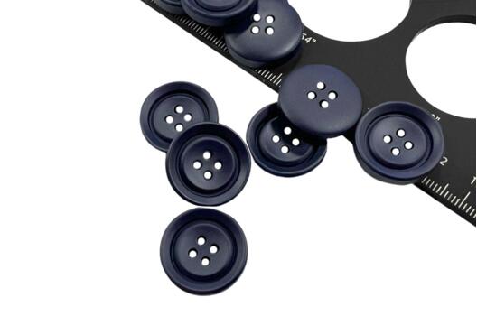 Пуговица пластиковая 8960A, 4 прокола, темно-синяя, 21.6 мм