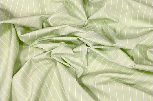 Рубашечный хлопок, Полоска светло-салатовая (187405), Италия