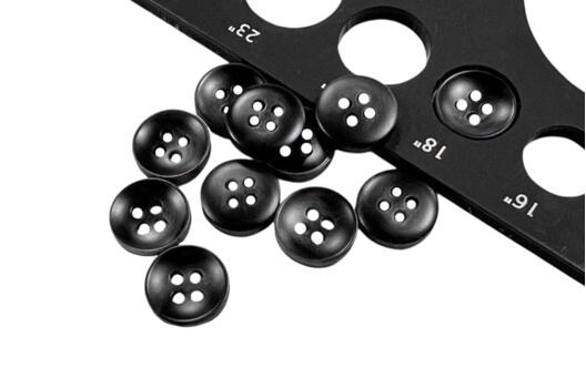 Пуговица пластиковая DX22002, 4 прокола, черная, 11 мм