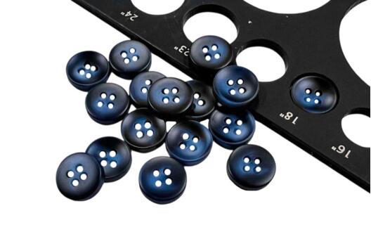 Пуговица пластиковая DX22002, 4 прокола, темно-синяя, 11 мм