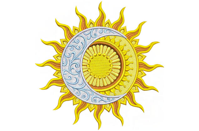 Машинная вышивка, Солнце и луна