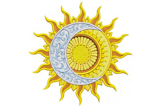 Машинная вышивка, Солнце и луна