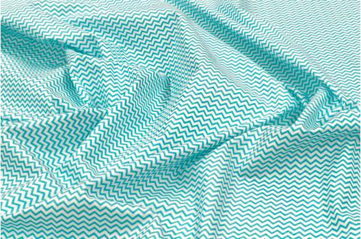 Рубашечный хлопок, Зигзаг мелкий ярко-голубой, Польша