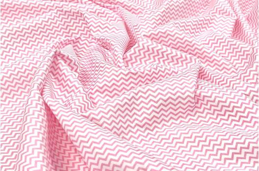 Рубашечный хлопок, Зигзаг мелкий ярко-розовый, Польша
