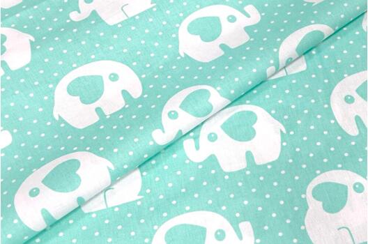 Польский хлопок, Слоники на мятном, 160 см