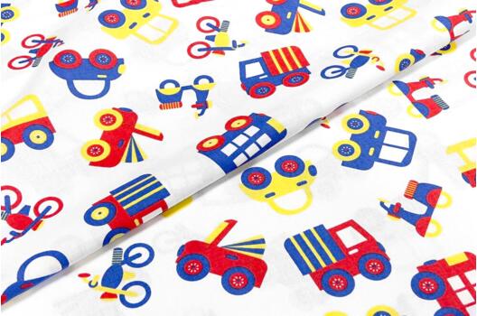 Польский хлопок, Разноцветные машинки на белом, 160 см