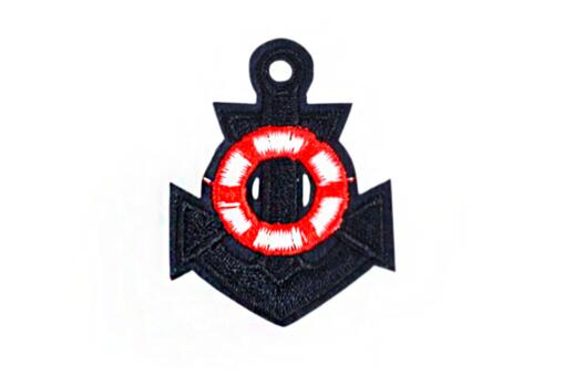 Термоаппликация, Якорь черный, 3.5х4.5 см